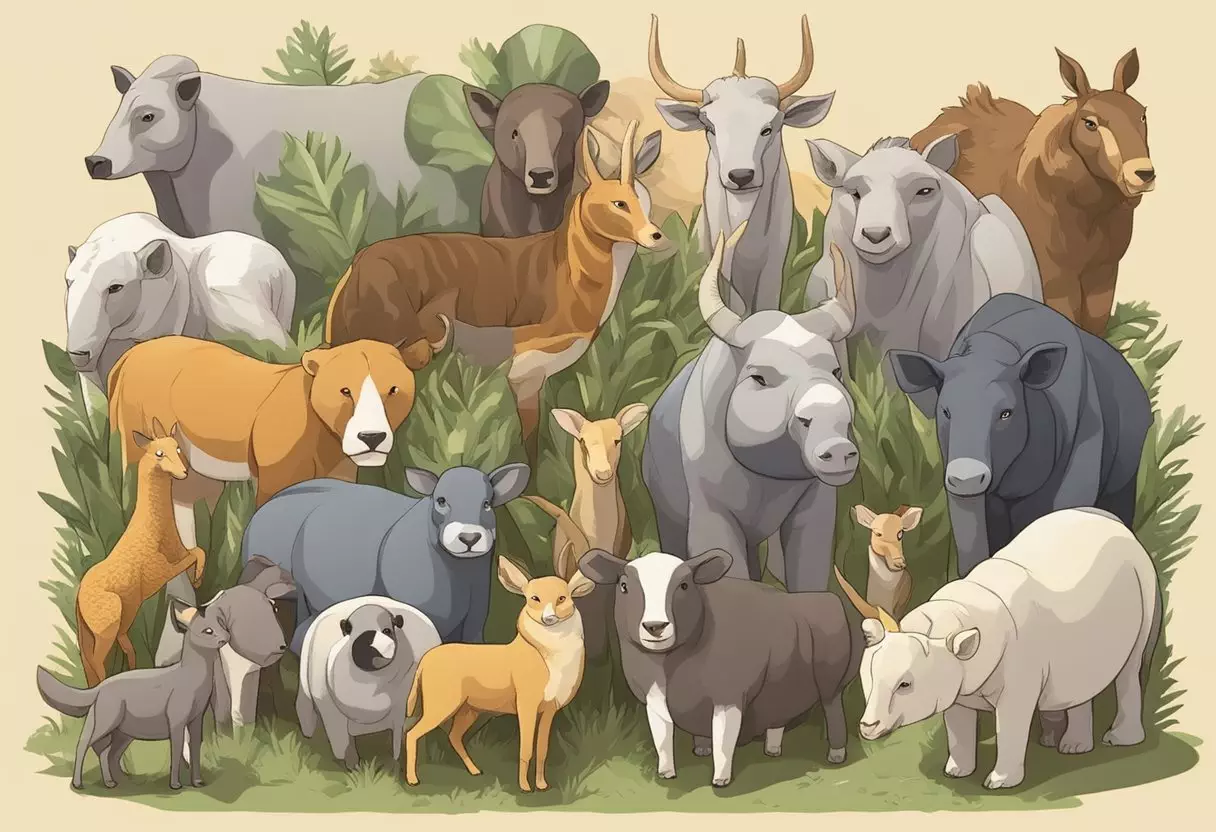 A group of animals with humorous last names gather for a family portrait