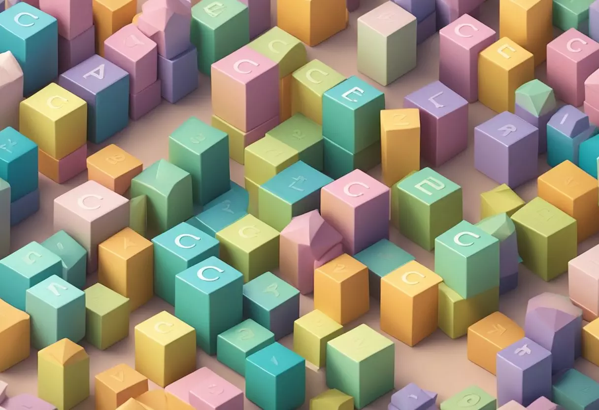 A colorful collection of alphabet blocks spell out 