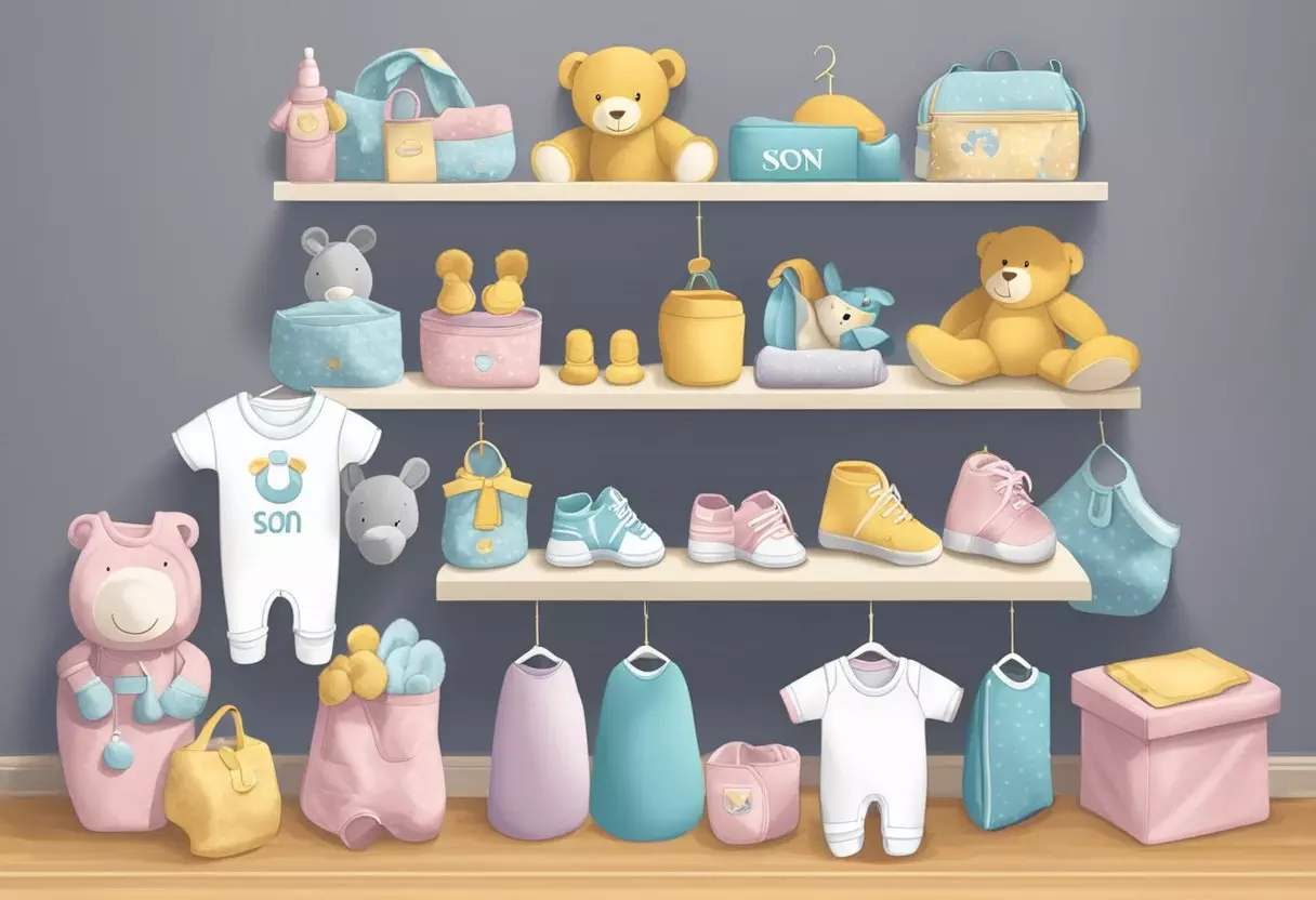 A collection of baby items with names ending in 