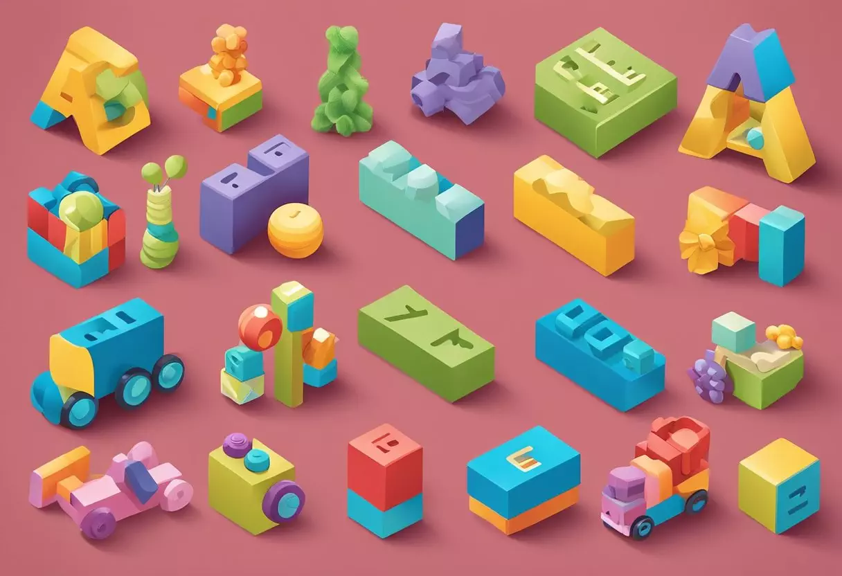 A collection of colorful alphabet blocks arranged to spell out 