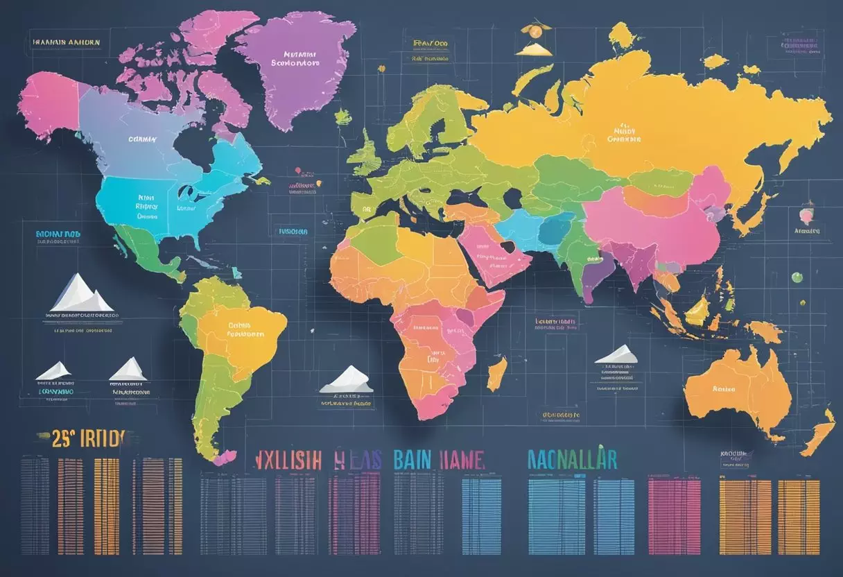 A colorful chart displays popular British baby names