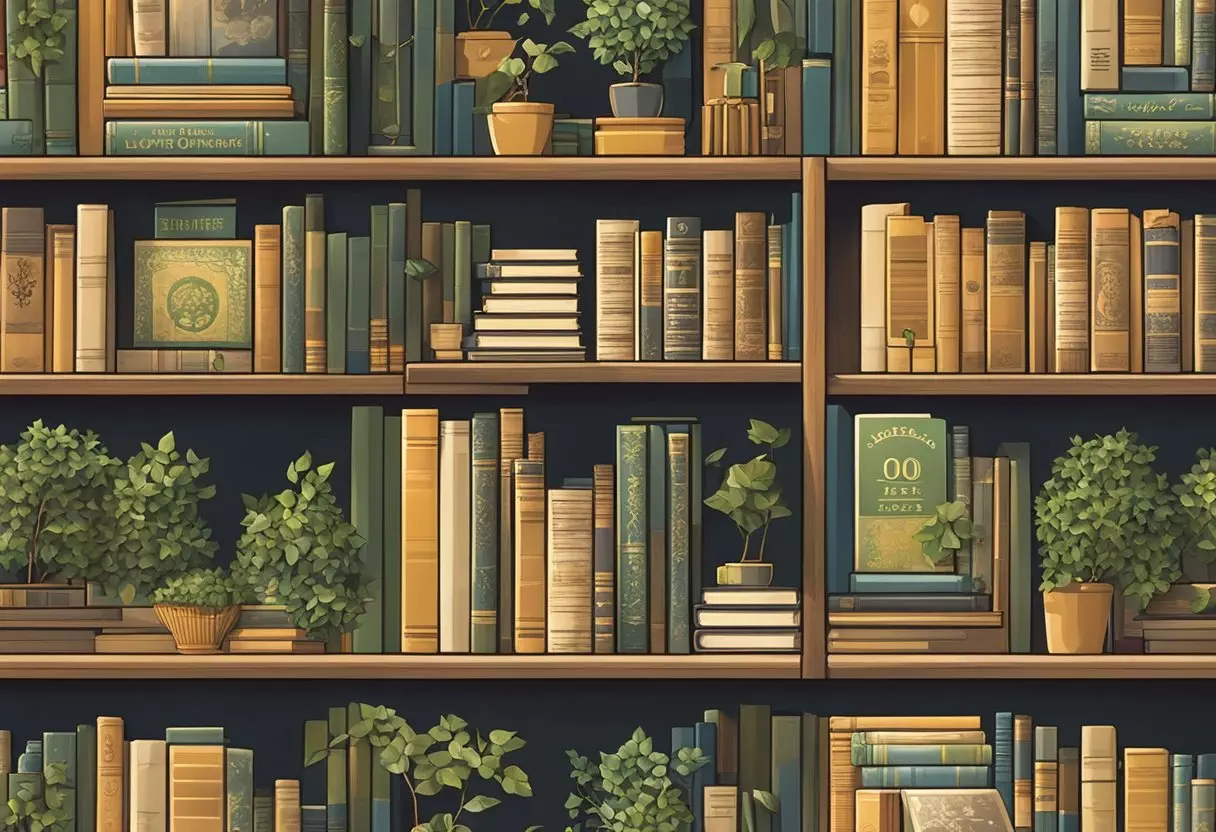 A bookshelf with 