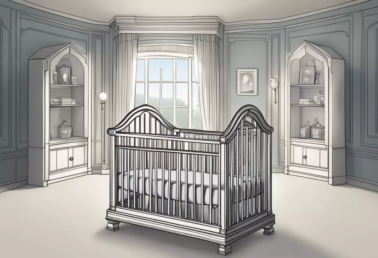 A crib with a name plaque 