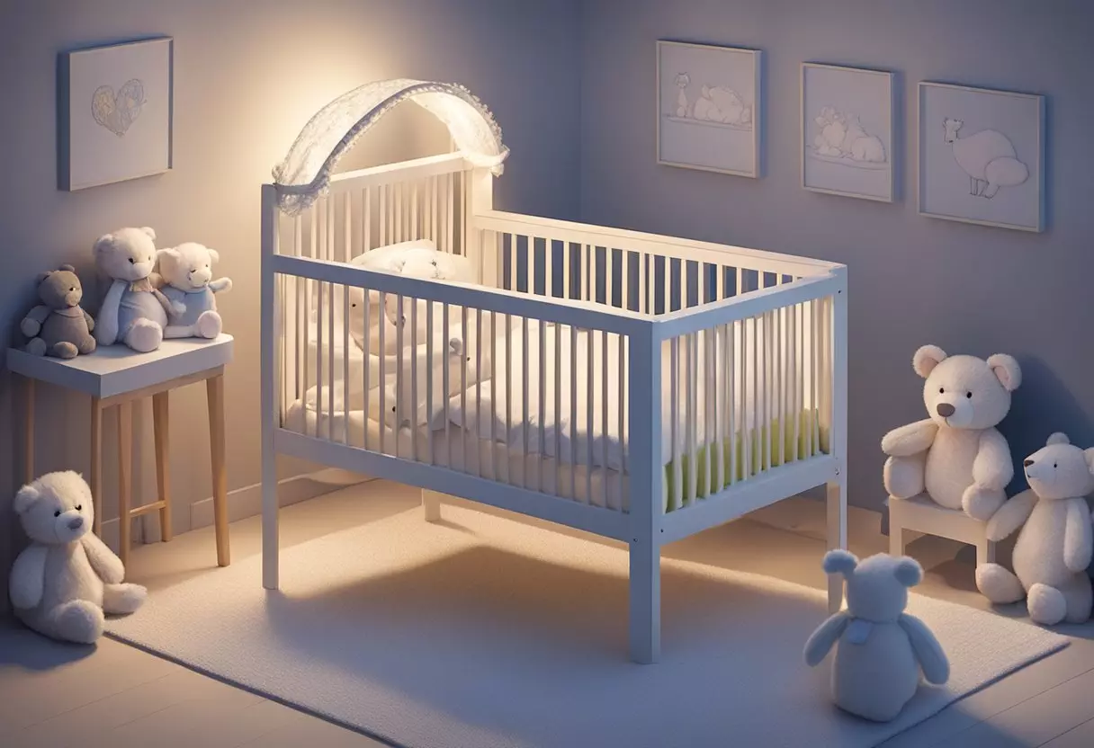 A small, fluffy crib with the name 