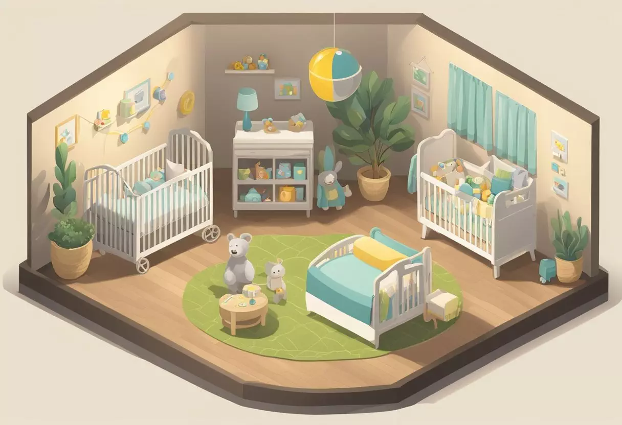 A nursery with a crib labeled 