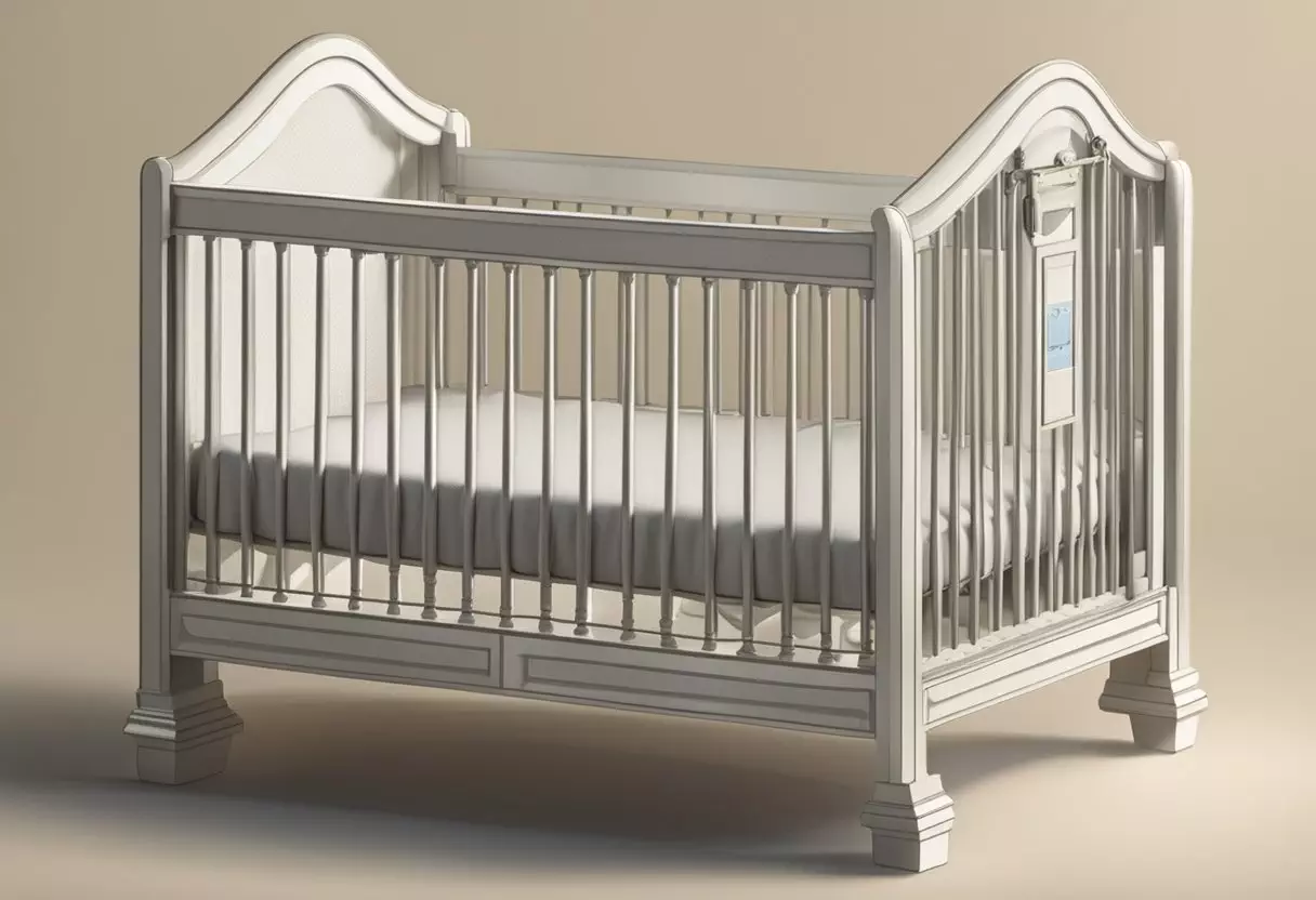 A crib with a name tag 