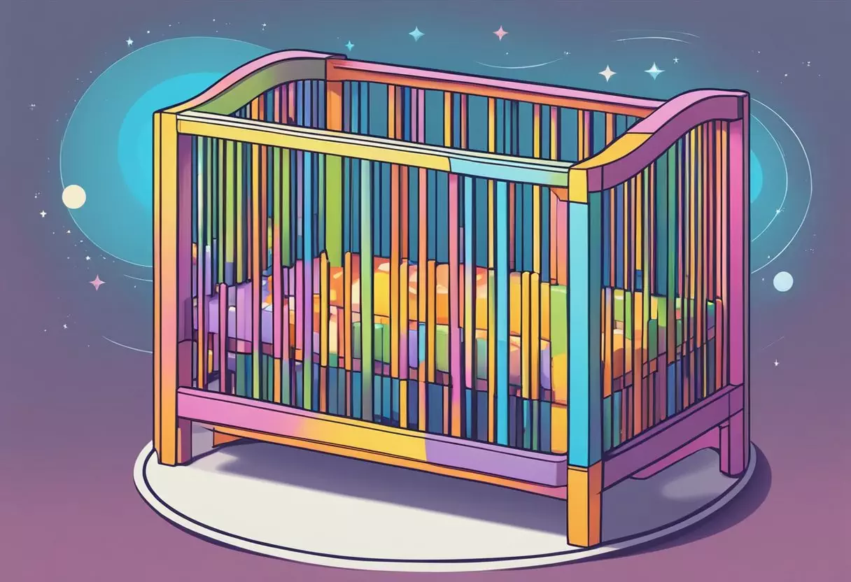 A crib with the name 