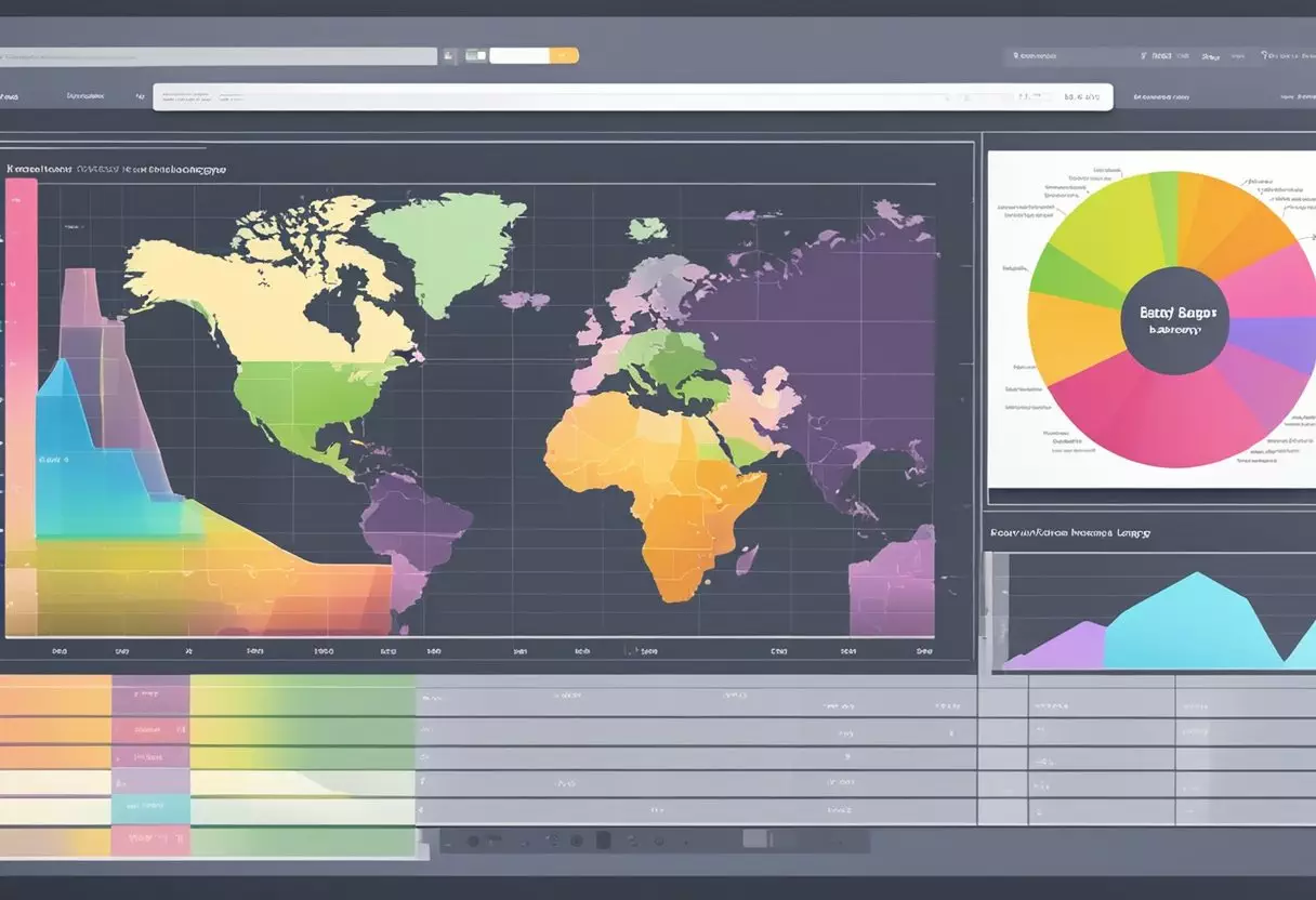 The baby name ledger is displayed on a sleek, modern computer screen, with colorful charts and graphs showing the popularity of different names over time