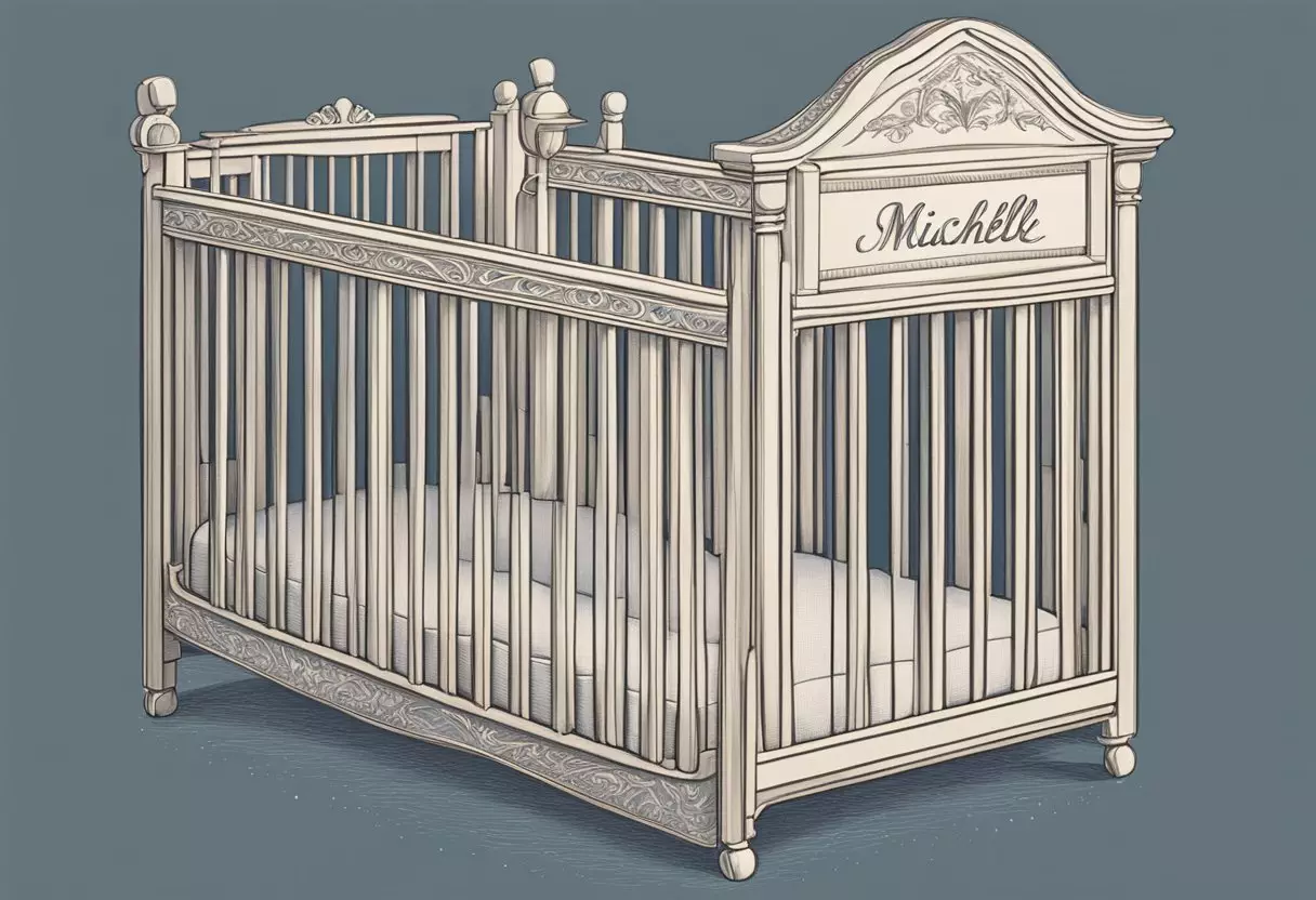 A crib with the name 