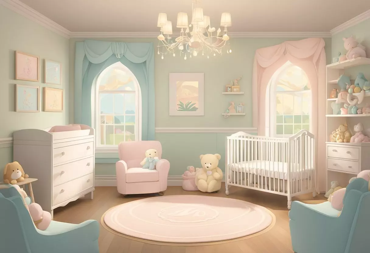 A peaceful nursery with a crib adorned with the name 