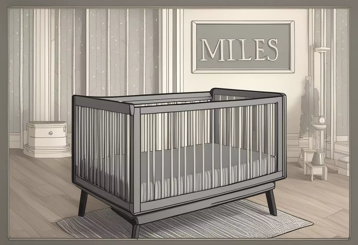 A crib with the name 