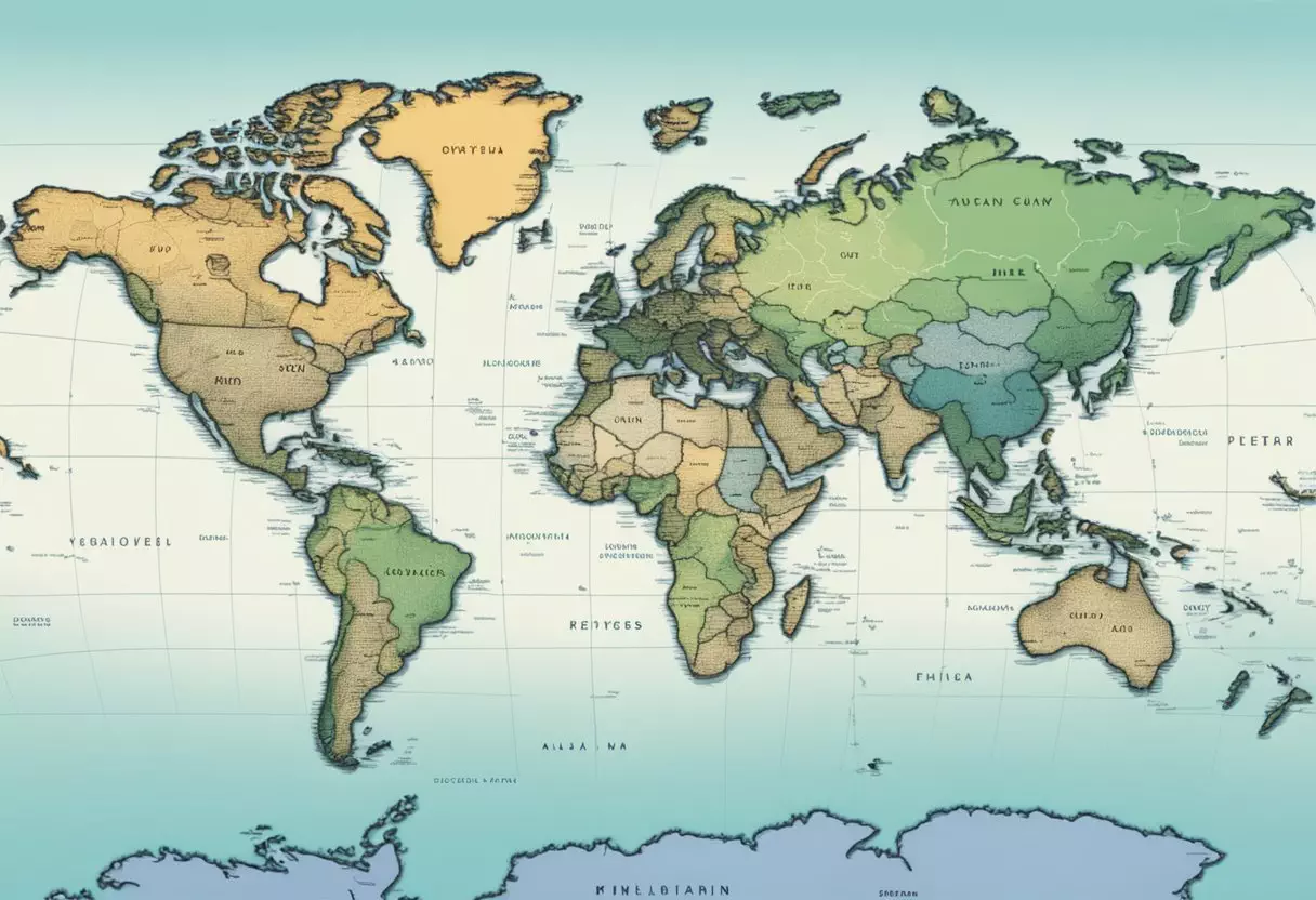 A world map with 