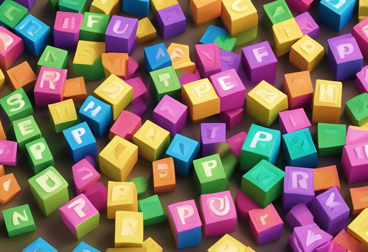 Rupert's name spelled out in colorful alphabet blocks