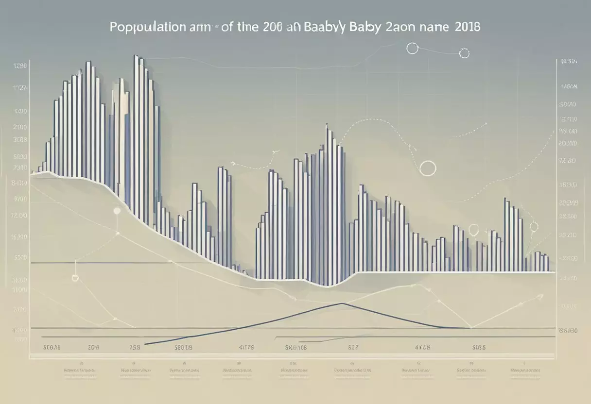 A graph showing the rise and fall of the popularity of the baby name 