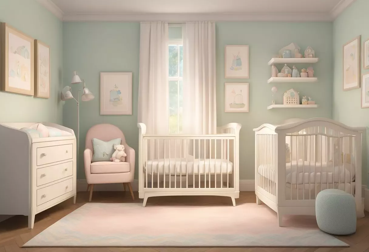 A small, cozy nursery with a name plaque reading 