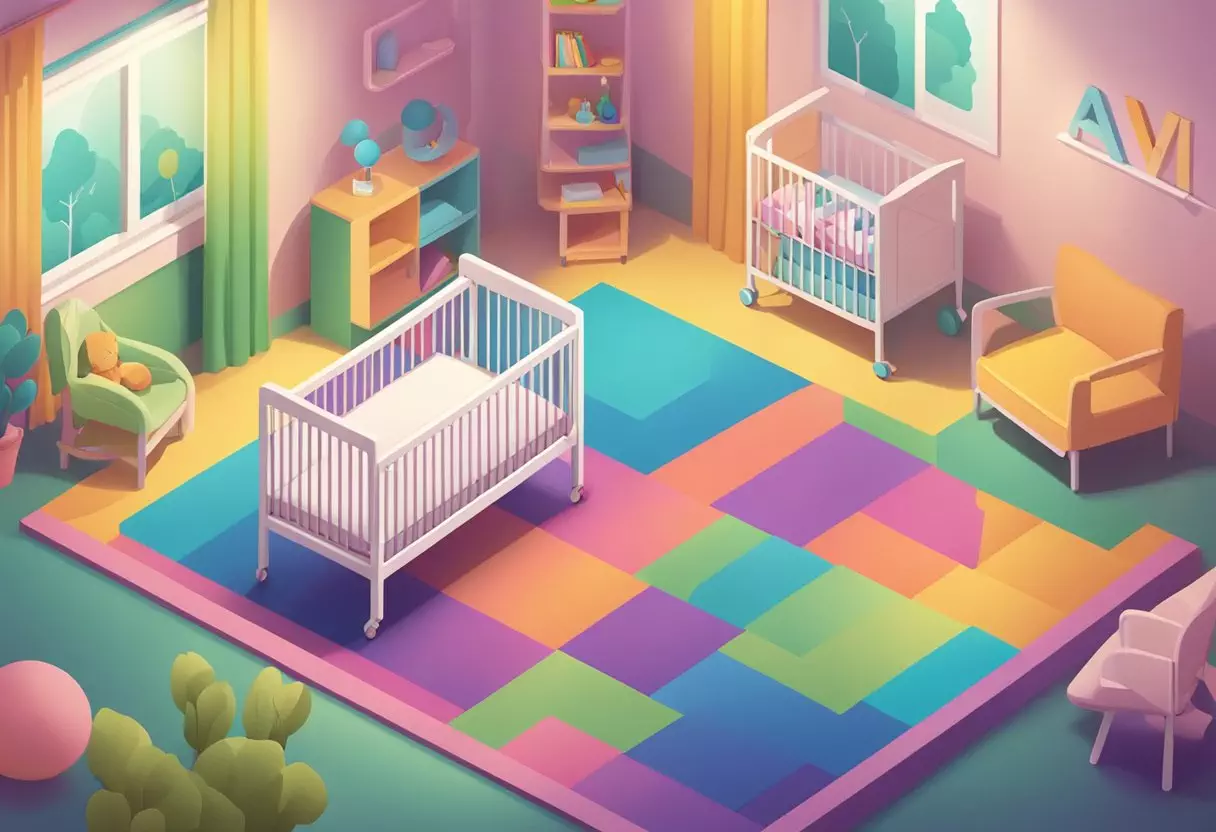 A colorful nursery with the name 