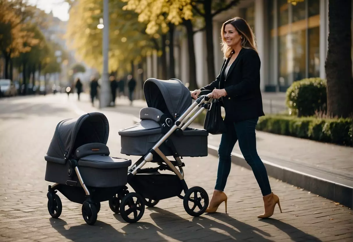 A parent compares a stroller and pram, considering their lifestyle and needs