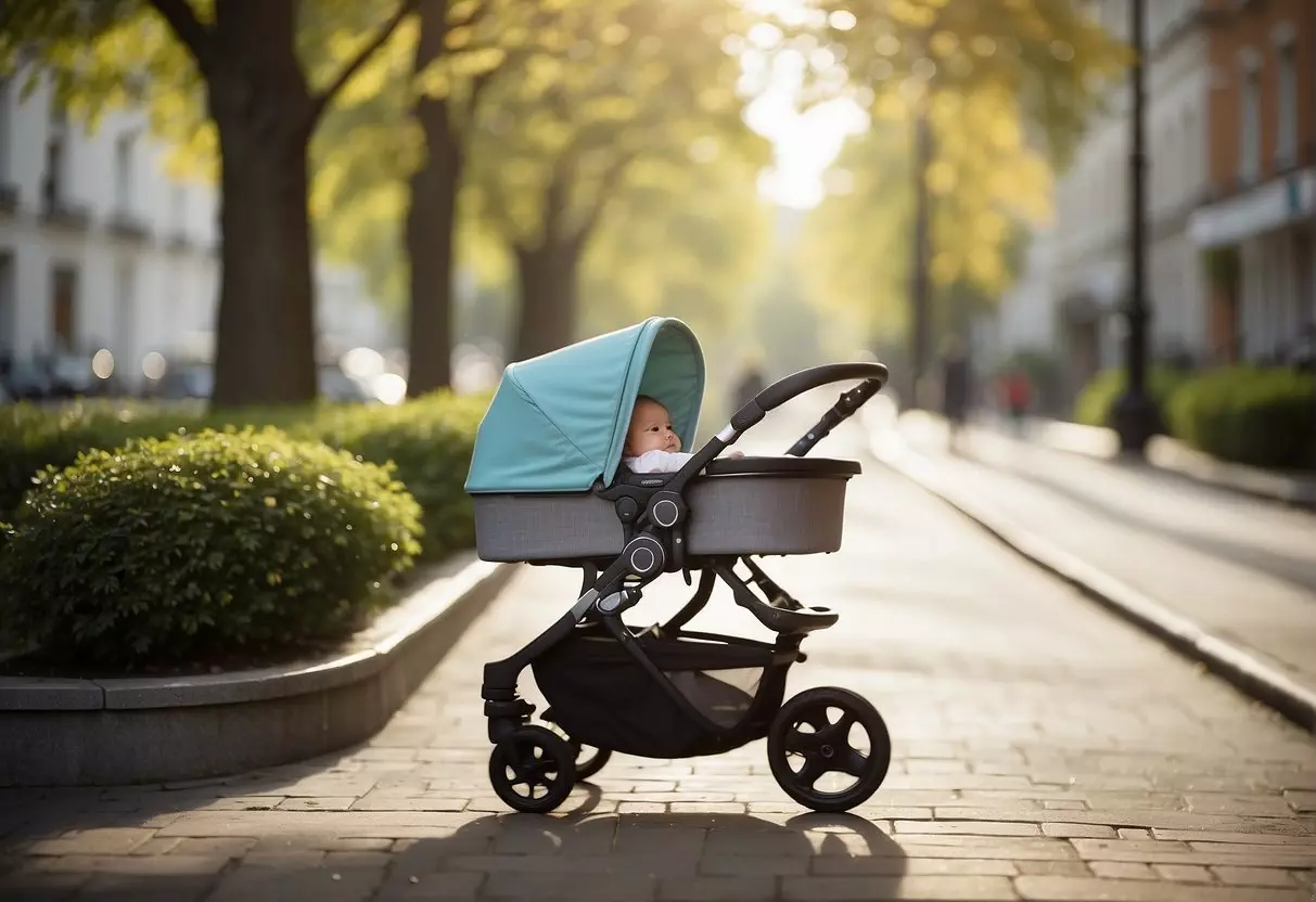 A 5-month-old in a pushchair