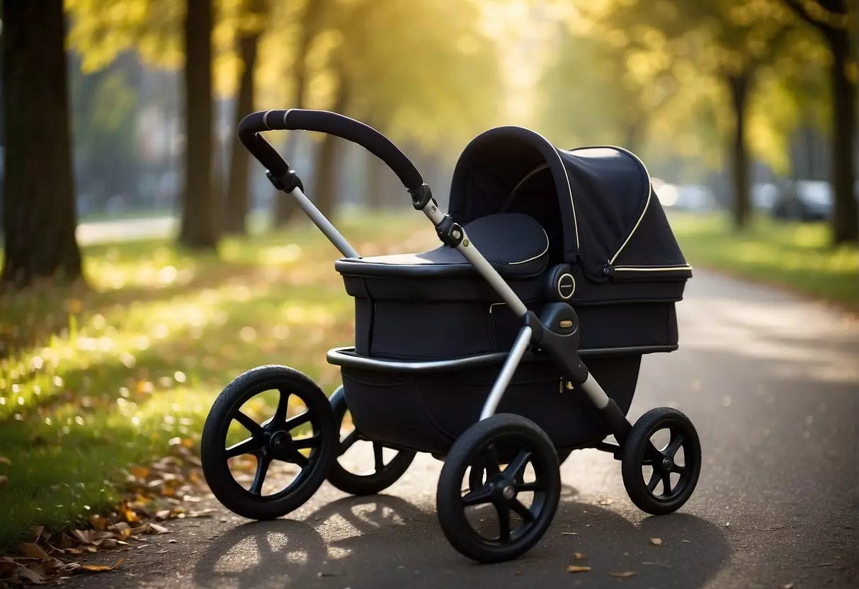 A pram with adjustable straps and a spacious seat, suitable for a 5-year-old child