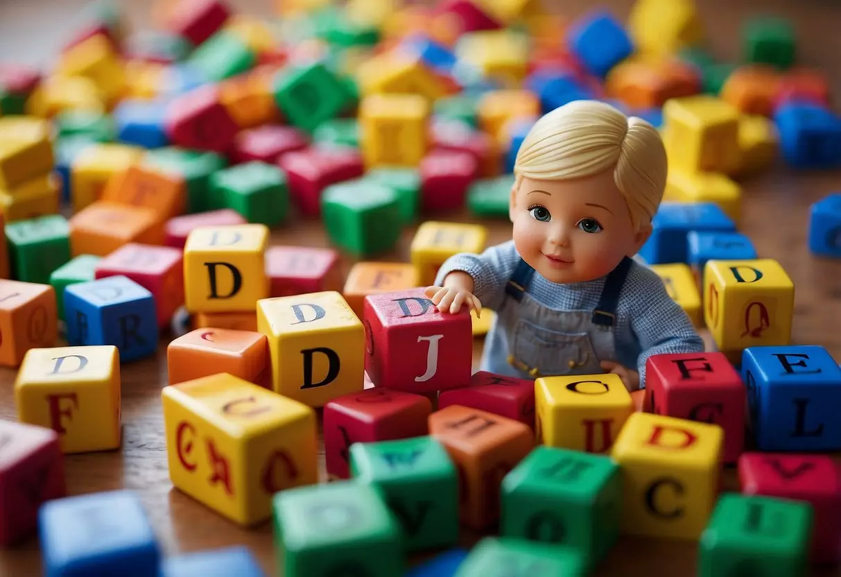 Children diving into a pile of colorful letter blocks, finding and matching objects that start with the letter 