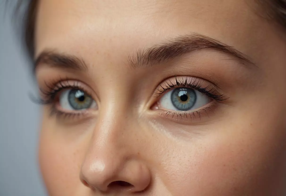 A small, round face with bright eyes and a gentle curve of the lips, suggesting a smile at 5 weeks