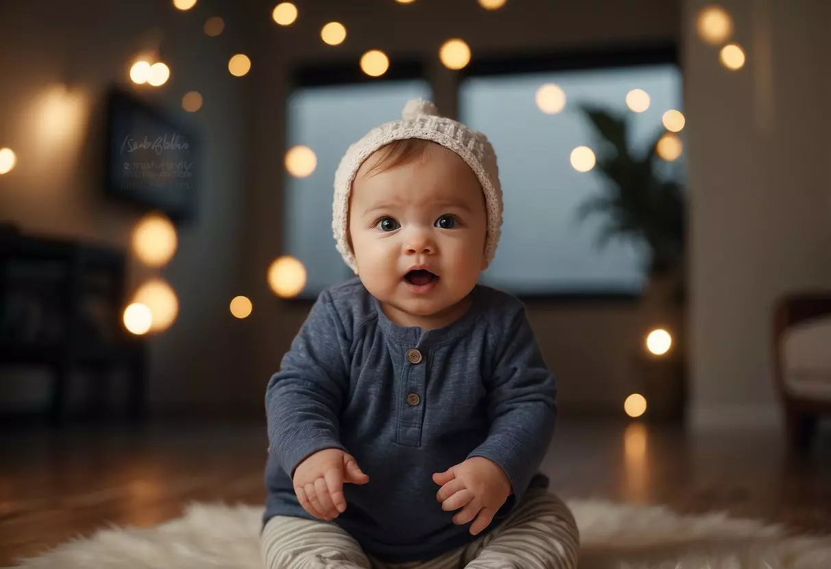 A 9-month-old baby babbles and tries to form words