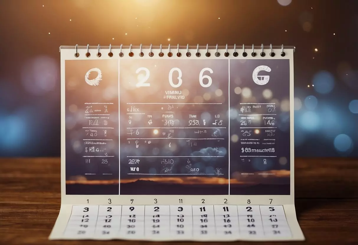 A calendar with the number 26 highlighted, surrounded by images of fertility symbols and age-related statistics