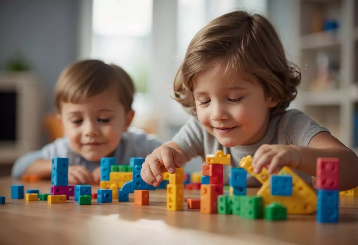 Children counting objects to 10, using toys or blocks