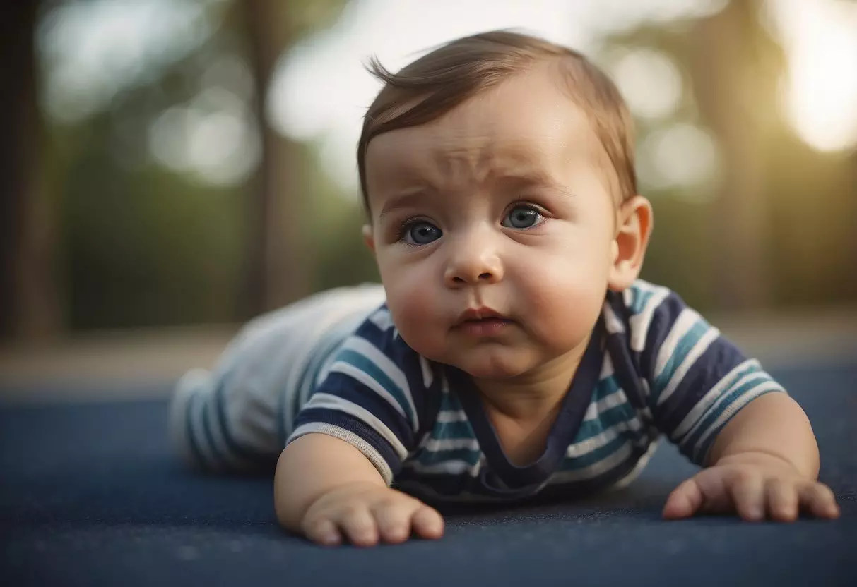 A baby lying on their back, then gradually rolling over onto their stomach, with a look of determination and achievement on their face