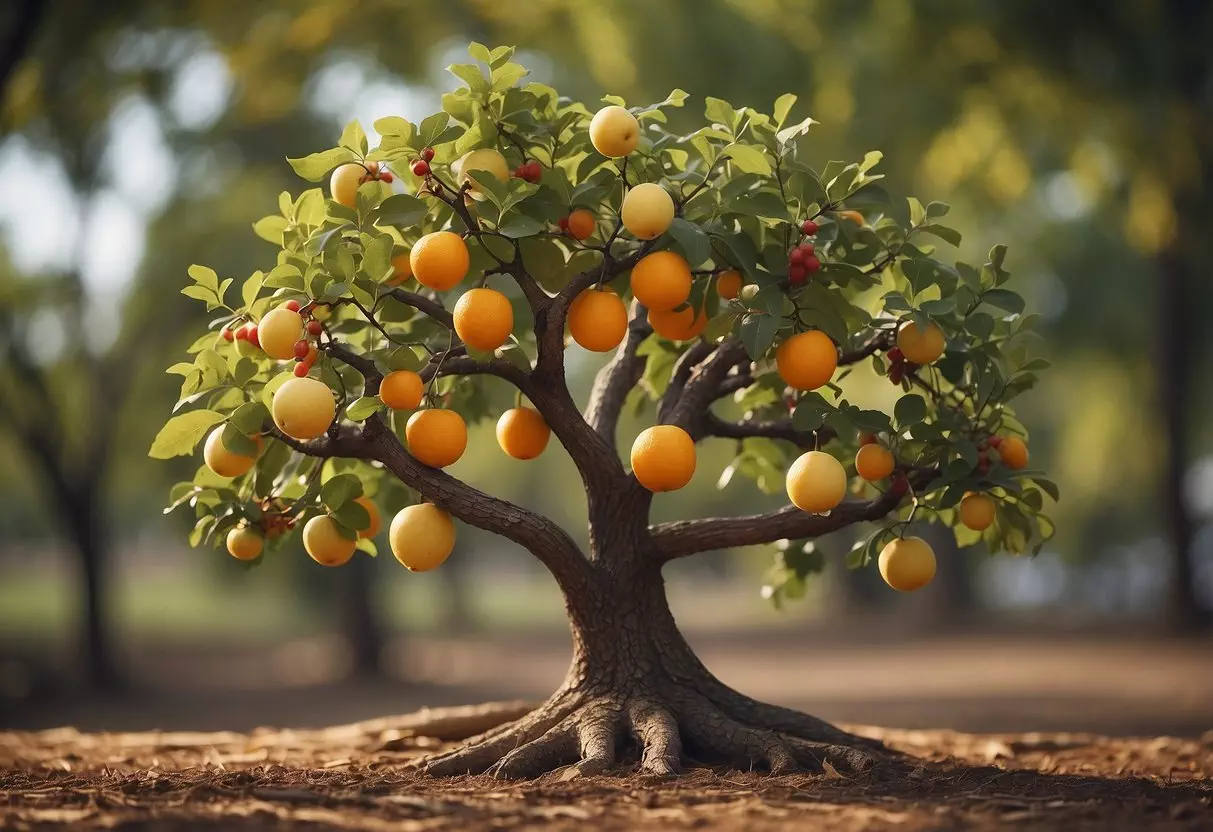 A tree with multiple branches bearing different numbers of fruits, representing the varying fertility potential of women